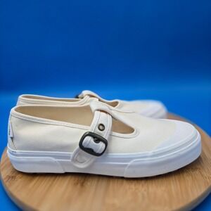 Vans Mary Jane Canvas Sneakers Cream White‎ Buckle Low Top Women's Size 8 NWOB